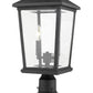 Z-Lite Beacon 10" W x 22" H 2-Light Black Outdoor Post Mount Fixture and Square Pier Mount With Clear Beveled Glass Shade