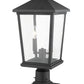 Z-Lite Beacon 10" W x 22" H 2-Light Black Outdoor Post Mount Fixture and Square Pier Mount With Clear Beveled Glass Shade