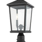 Z-Lite Beacon 10" W x 22" H 2-Light Black Outdoor Post Mount Fixture and Square Pier Mount With Clear Beveled Glass Shade