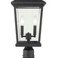 Z-Lite Beacon 10" W x 22" H 2-Light Black Outdoor Post Mount Fixture and Square Pier Mount With Clear Beveled Glass Shade