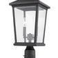 Z-Lite Beacon 10" W x 22" H 2-Light Oil Rubbed Bronze Outdoor Post Mount Fixture and Square Pier Mount With Clear Beveled Glass Shade