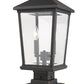 Z-Lite Beacon 12" 2-Light Oil Rubbed Bronze Outdoor Post Mount Fixture and Square Pier Mount With Clear Beveled Glass Shade