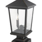 Z-Lite Beacon 12" 2-Light Oil Rubbed Bronze Outdoor Post Mount Fixture and Square Pier Mount With Clear Beveled Glass Shade