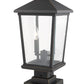 Z-Lite Beacon 12" 2-Light Oil Rubbed Bronze Outdoor Post Mount Fixture and Square Pier Mount With Clear Beveled Glass Shade