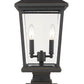 Z-Lite Beacon 12" 2-Light Oil Rubbed Bronze Outdoor Post Mount Fixture and Square Pier Mount With Clear Beveled Glass Shade