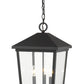 Z-Lite Beacon 12" 3-Light Black Aluminum Outdoor Chain Mount Ceiling Fixture With Clear Beveled Glass Shade