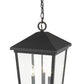 Z-Lite Beacon 12" 3-Light Black Aluminum Outdoor Chain Mount Ceiling Fixture With Clear Beveled Glass Shade