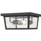 Z-Lite Beacon 12" 3-Light Black Aluminum Outdoor Flush Mount With Clear Beveled Glass Shade