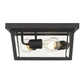 Z-Lite Beacon 12" 3-Light Black Aluminum Outdoor Flush Mount With Clear Beveled Glass Shade