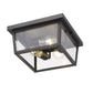Z-Lite Beacon 12" 3-Light Black Aluminum Outdoor Flush Mount With Clear Beveled Glass Shade