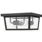 Z-Lite Beacon 12" 3-Light Black Aluminum Outdoor Flush Mount With Clear Beveled Glass Shade