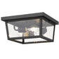 Z-Lite Beacon 12" 3-Light Black Aluminum Outdoor Flush Mount With Clear Beveled Glass Shade