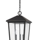 Z-Lite Beacon 12" 3-Light Oil Rubbed Bronze Aluminum Outdoor Chain Mount Ceiling Fixture With Clear Beveled Glass Shade