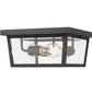 Z-Lite Beacon 12" 3-Light Oil Rubbed Bronze Aluminum Outdoor Flush Mount With Clear Beveled Glass Shade