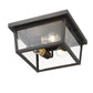 Z-Lite Beacon 12" 3-Light Oil Rubbed Bronze Aluminum Outdoor Flush Mount With Clear Beveled Glass Shade