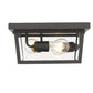 Z-Lite Beacon 12" 3-Light Oil Rubbed Bronze Aluminum Outdoor Flush Mount With Clear Beveled Glass Shade