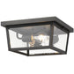 Z-Lite Beacon 12" 3-Light Oil Rubbed Bronze Aluminum Outdoor Flush Mount With Clear Beveled Glass Shade
