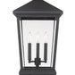 Z-Lite Beacon 12" W x 22" H 3-Light Black Outdoor Post Mount Fixture With Clear Beveled Glass Shade