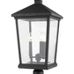 Z-Lite Beacon 12" W x 24" H 3-Light Black Outdoor Post Mount Fixture With Clear Beveled Glass Shade