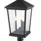 Z-Lite Beacon 12" W x 24" H 3-Light Black Outdoor Post Mount Fixture With Clear Beveled Glass Shade