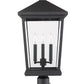 Z-Lite Beacon 12" W x 24" H 3-Light Black Outdoor Post Mount Fixture With Clear Beveled Glass Shade