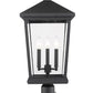 Z-Lite Beacon 12" W x 24" H 3-Light Black Outdoor Post Mount Fixture With Clear Beveled Glass Shade