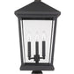 Z-Lite Beacon 12" W x 24" H 3-Light Oil Rubbed Bronze Outdoor Post Mount Fixture With Clear Beveled Glass Shade