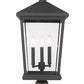 Z-Lite Beacon 12" W x 24" H 3-Light Oil Rubbed Bronze Outdoor Post Mount Fixture With Clear Beveled Glass Shade