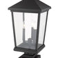 Z-Lite Beacon 12" W x 25" H 3-Light Black Outdoor Post Mount Fixture and Square Pier Mount With Clear Beveled Glass Shade