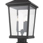 Z-Lite Beacon 12" W x 25" H 3-Light Black Outdoor Post Mount Fixture and Square Pier Mount With Clear Beveled Glass Shade