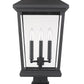Z-Lite Beacon 12" W x 25" H 3-Light Black Outdoor Post Mount Fixture and Square Pier Mount With Clear Beveled Glass Shade