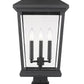Z-Lite Beacon 12" W x 25" H 3-Light Black Outdoor Post Mount Fixture and Square Pier Mount With Clear Beveled Glass Shade