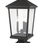 Z-Lite Beacon 12" W x 25" H 3-Light Oil Rubbed Bronze Outdoor Post Mount Fixture and Square Pier Mount With Clear Beveled Glass Shade