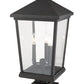 Z-Lite Beacon 12" W x 25" H 3-Light Oil Rubbed Bronze Outdoor Post Mount Fixture and Square Pier Mount With Clear Beveled Glass Shade