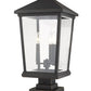 Z-Lite Beacon 12" W x 25" H 3-Light Oil Rubbed Bronze Outdoor Post Mount Fixture and Square Pier Mount With Clear Beveled Glass Shade