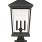 Z-Lite Beacon 12" W x 25" H 3-Light Oil Rubbed Bronze Outdoor Post Mount Fixture and Square Pier Mount With Clear Beveled Glass Shade