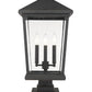 Z-Lite Beacon 12" W x 25" H 3-Light Oil Rubbed Bronze Outdoor Post Mount Fixture and Square Pier Mount With Clear Beveled Glass Shade