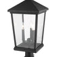 Z-Lite Beacon 12" W x 26" H 3-Light Black Outdoor Post Mount Fixture and Square Pier Mount With Clear Beveled Glass Shade