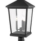 Z-Lite Beacon 12" W x 26" H 3-Light Black Outdoor Post Mount Fixture and Square Pier Mount With Clear Beveled Glass Shade