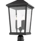 Z-Lite Beacon 12" W x 26" H 3-Light Black Outdoor Post Mount Fixture and Square Pier Mount With Clear Beveled Glass Shade