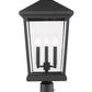 Z-Lite Beacon 12" W x 26" H 3-Light Black Outdoor Post Mount Fixture and Square Pier Mount With Clear Beveled Glass Shade