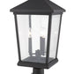Z-Lite Beacon 12" W x 26" H 3-Light Oil Rubbed Bronze Outdoor Post Mount Fixture and Square Pier Mount With Clear Beveled Glass Shade
