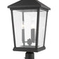 Z-Lite Beacon 12" W x 26" H 3-Light Oil Rubbed Bronze Outdoor Post Mount Fixture and Square Pier Mount With Clear Beveled Glass Shade