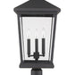 Z-Lite Beacon 12" W x 26" H 3-Light Oil Rubbed Bronze Outdoor Post Mount Fixture and Square Pier Mount With Clear Beveled Glass Shade