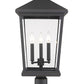 Z-Lite Beacon 12" W x 26" H 3-Light Oil Rubbed Bronze Outdoor Post Mount Fixture and Square Pier Mount With Clear Beveled Glass Shade