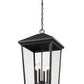 Z-Lite Beacon 13" 4-Light Black Aluminum Outdoor Chain Mount Ceiling Fixture With Clear Beveled Glass Shade
