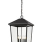Z-Lite Beacon 13" 4-Light Black Aluminum Outdoor Chain Mount Ceiling Fixture With Clear Beveled Glass Shade