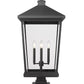 Z-Lite Beacon 16" W x 32" H 4-Light Black Outdoor Post Mount Fixture and Square Pier Mount With Clear Beveled Glass Shade