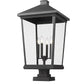 Z-Lite Beacon 16" W x 32" H 4-Light Black Outdoor Post Mount Fixture and Square Pier Mount With Clear Beveled Glass Shade