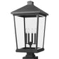 Z-Lite Beacon 16" W x 32" H 4-Light Black Outdoor Post Mount Fixture and Square Pier Mount With Clear Beveled Glass Shade